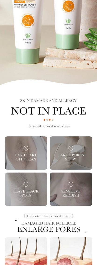 Hair Removal Cream Semi-permanent Painless Hair Remove Woman Men Body Underarm Depilatory Cream Effective Inhibition Hair Growth