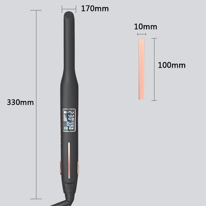 Hair Curler 450°F Pencil Hair Flat Iron 10mm Titanium Thinnest Narrow Mini Hair Straightener for Beard Short Hair Styling Tool