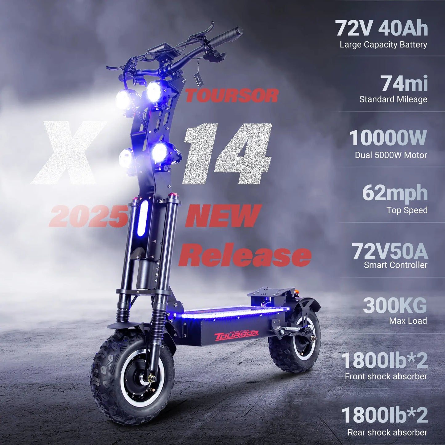 10000W Off-road Electric Scooter Dual Motors 14 Inch Off-Road Tyres 72V-40AH Panasonic Battery Speed 120KM/H elektro scooter