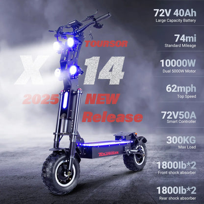 10000W Off-road Electric Scooter Dual Motors 14 Inch Off-Road Tyres 72V-40AH Panasonic Battery Speed 120KM/H elektro scooter