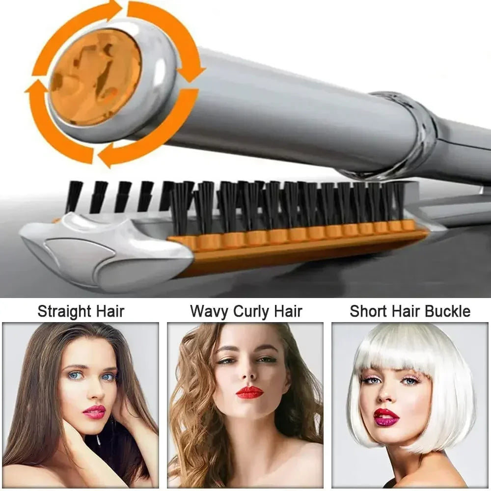 Professional Hairs Curler Straighter Rotating Hair Brush Curler Styler Hair Styling Tools Curling Iron Straighting Brush 2 In 1