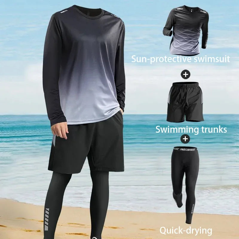 2025 new swimming suit, men's sun-protective long-sleeved and long pants swimsuit.