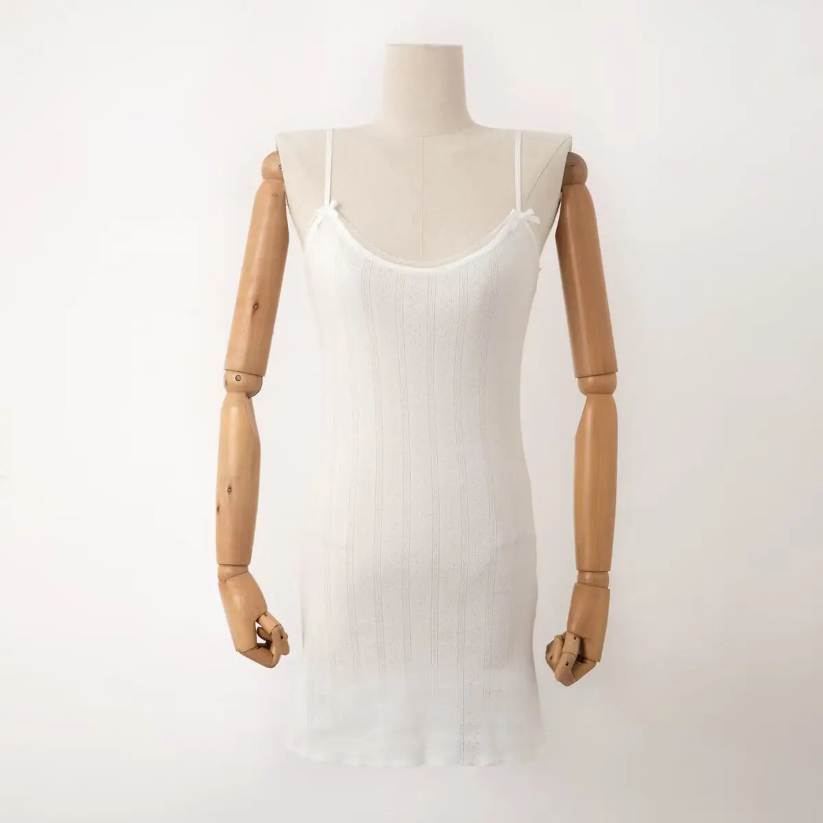 Spaghetti Strap Knit Mini Dress with Wave Hem - Summer Boho Slim Fit Ribbed Textured Dress in Black & White