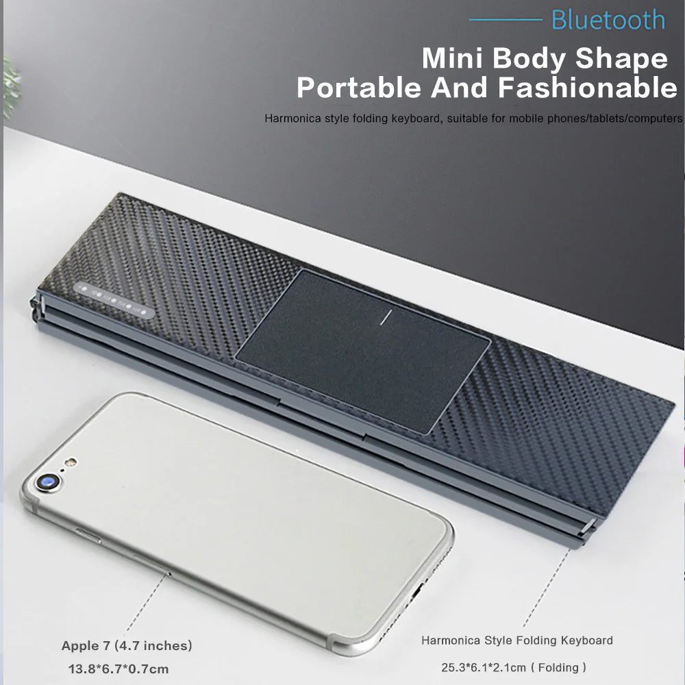 Foldable Bluetooth Keyboard with Touchpad - Full Size Folding Portable Keyboard for phone,Use for iPad iPhone Android Smartphone