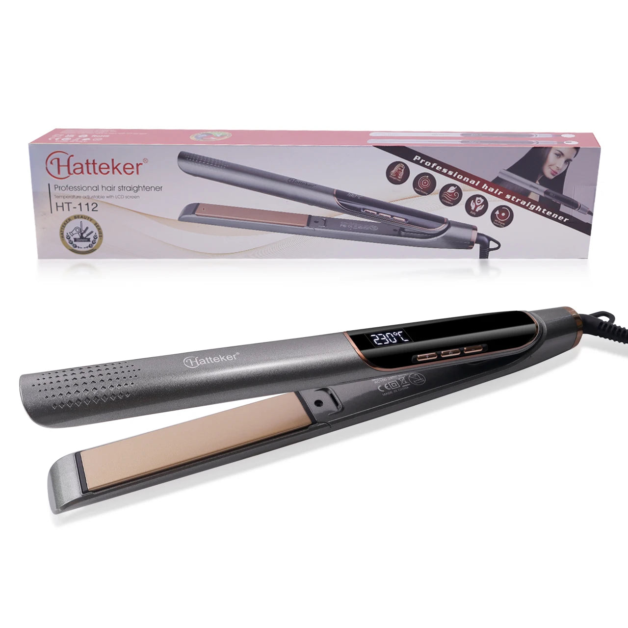 Hatteker Hair Straightener Professional Tourmaline Ceramic Keratin Hair Flat Iron 2 In 1 Salon Hair Styling Tools Curling Irons