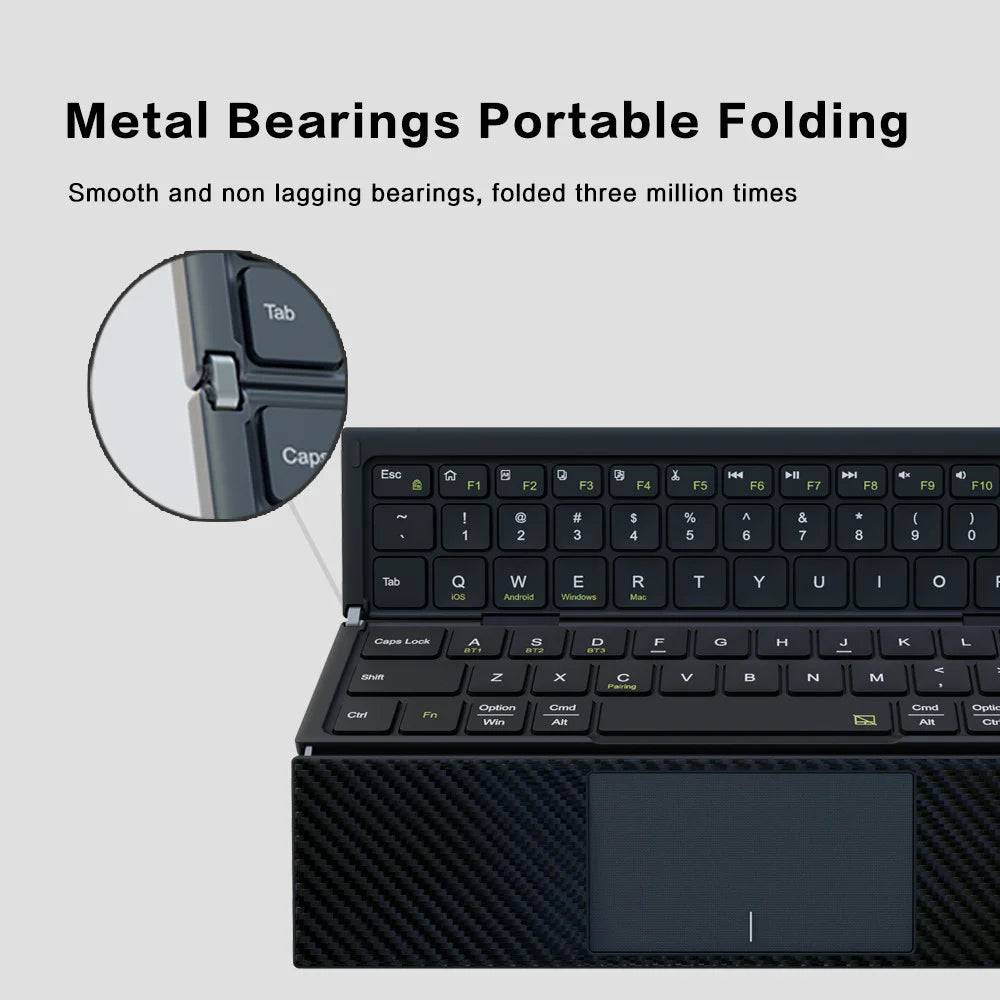 Foldable Bluetooth Keyboard with Touchpad - Full Size Folding Portable Keyboard for phone,Use for iPad iPhone Android Smartphone