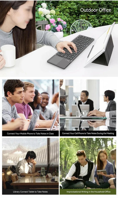 Foldable Bluetooth Keyboard With Touchpad Mini Wireless Keyboard Rechargable Keyboard For IOS Android Windows Tablet Notebook