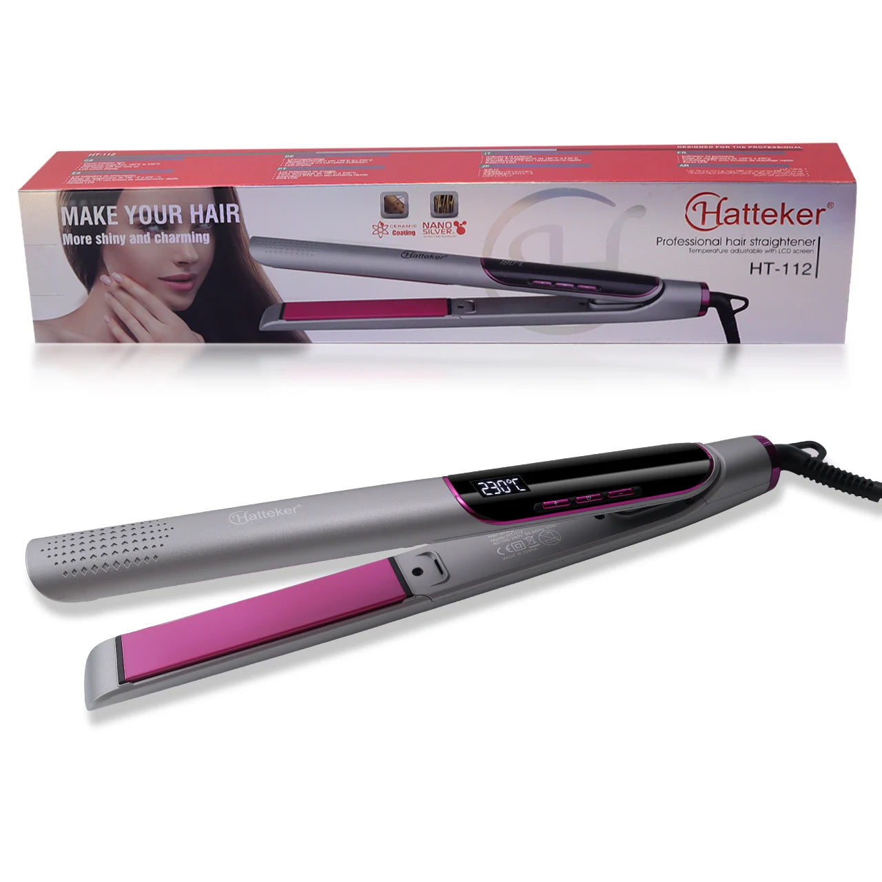 Hatteker Hair Straightener Professional Tourmaline Ceramic Keratin Hair Flat Iron 2 In 1 Salon Hair Styling Tools Curling Irons