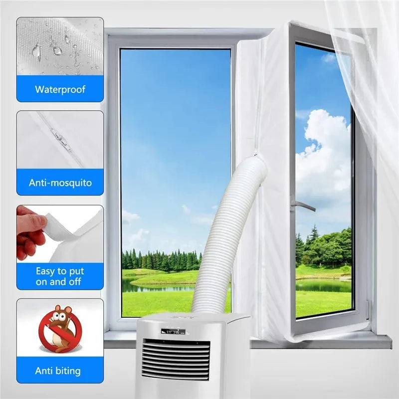 AirLock Window Seal for Portable Air Conditioner 3/4/5m Flexible Cloth Sealing Plate Window Seal with With Zip and Adhesive Fast