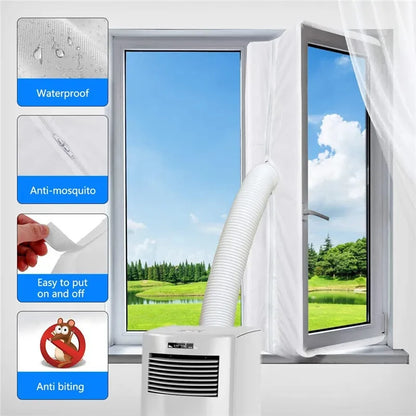 AirLock Window Seal for Portable Air Conditioner 3/4/5m Flexible Cloth Sealing Plate Window Seal with With Zip and Adhesive Fast