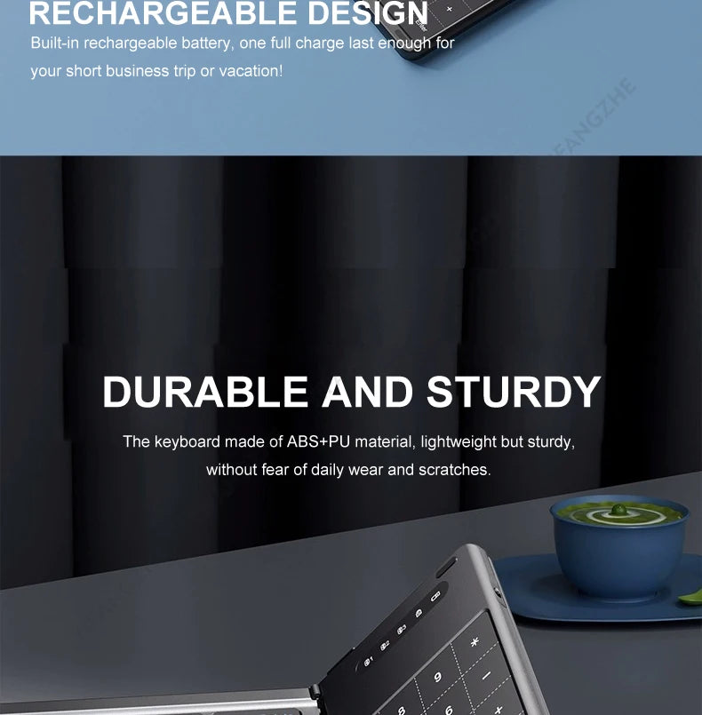 Portable Keyboard Folded,  104 Keys Folded Keyboard for  Cellphone  Supporting  iOS, Android, Windows, PC