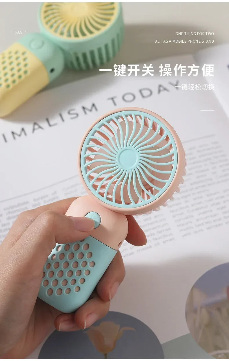 Handheld Mini Fan USB Rechargeable Portable Mute Small Electric Fan Student Dormitory Outdoor Travel Cooling Fan