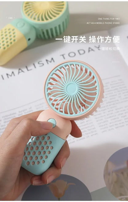 Handheld Mini Fan USB Rechargeable Portable Mute Small Electric Fan Student Dormitory Outdoor Travel Cooling Fan