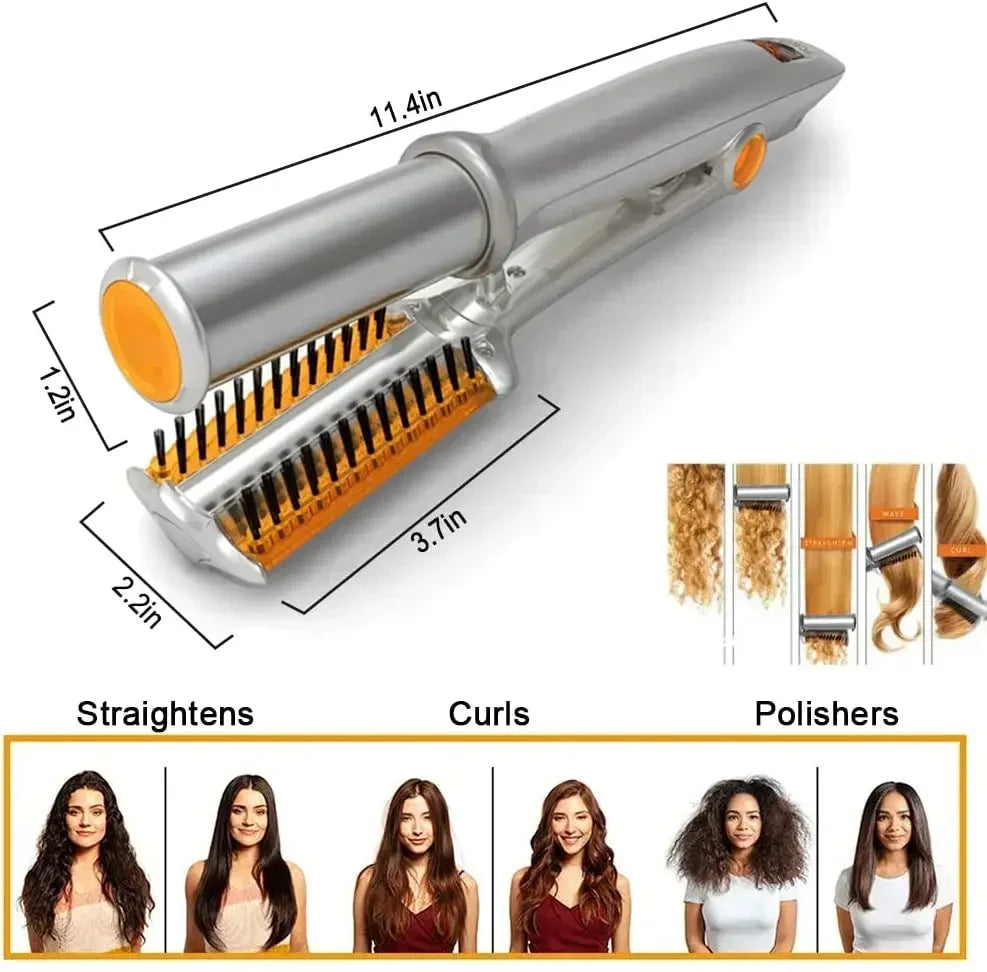 Professional Hairs Curler Straighter Rotating Hair Brush Curler Styler Hair Styling Tools Curling Iron Straighting Brush 2 In 1
