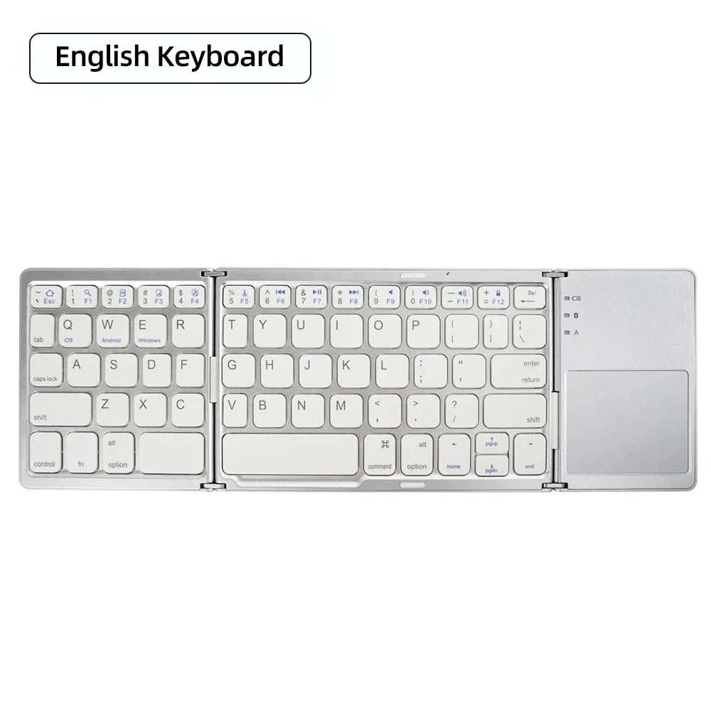 Foldable Bluetooth Keyboard With Touchpad Mini Wireless Keyboard Rechargable Keyboard For IOS Android Windows Tablet Notebook