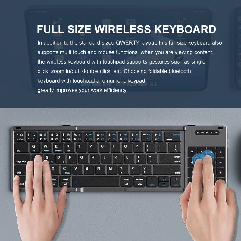Portable Keyboard Folded,  104 Keys Folded Keyboard for  Cellphone  Supporting  iOS, Android, Windows, PC