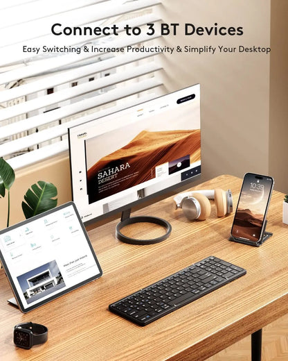 Foldable Bluetooth Keyboard with Numeric Keypad Full Size Wireless Folding Keyboard Rechargeable Portable Travel Keyboard