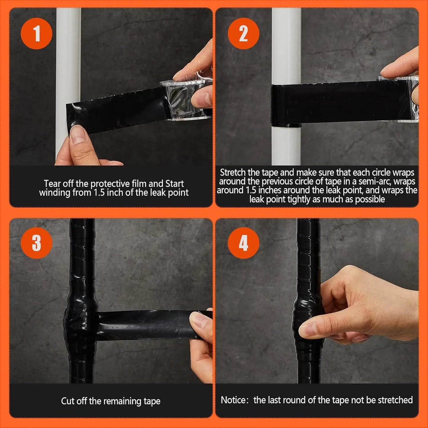 Waterproof Self-Fusing Silicone Tape |   High Temp Resistant |   Leak Proof Seal for Pipe, Hose, Tubing |   Emergency Repair