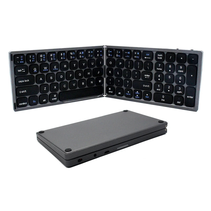 Foldable Bluetooth Keyboard with Numeric Keypad Full Size Wireless Folding Keyboard Rechargeable Portable Travel Keyboard