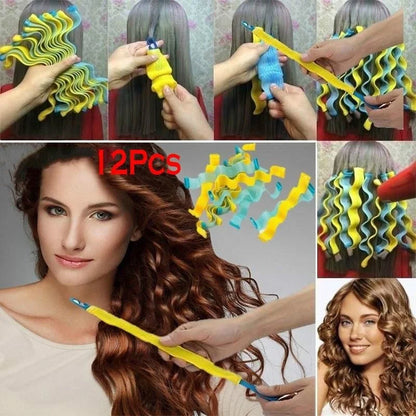 12PC Hair Curlers DIY Hair Salon Curlers Rollers Tool Soft Large Hairdressing Tools