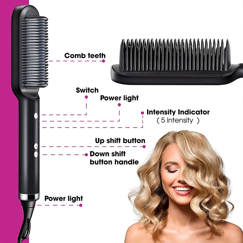 Hair Straightener Professional Ptc Quick Heated Electric Hot Comb Hair  Comb Personal Care Multifunctional Hairstyle Brush