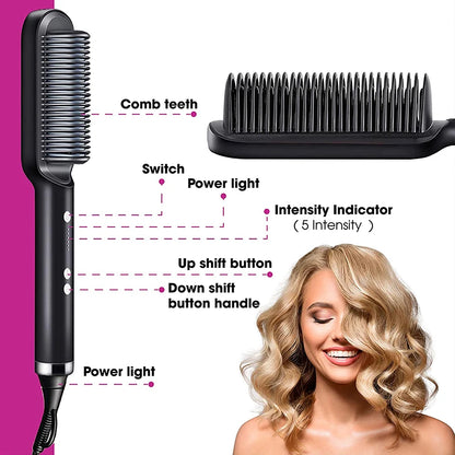 Hair Straightener Professional Ptc Quick Heated Electric Hot Comb Hair  Comb Personal Care Multifunctional Hairstyle Brush