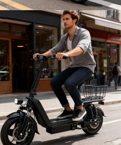 DEEPOWER C14 electric scooter can carry weight on the pedals and is equipped with a 500w motor and a waterproof lithium battery