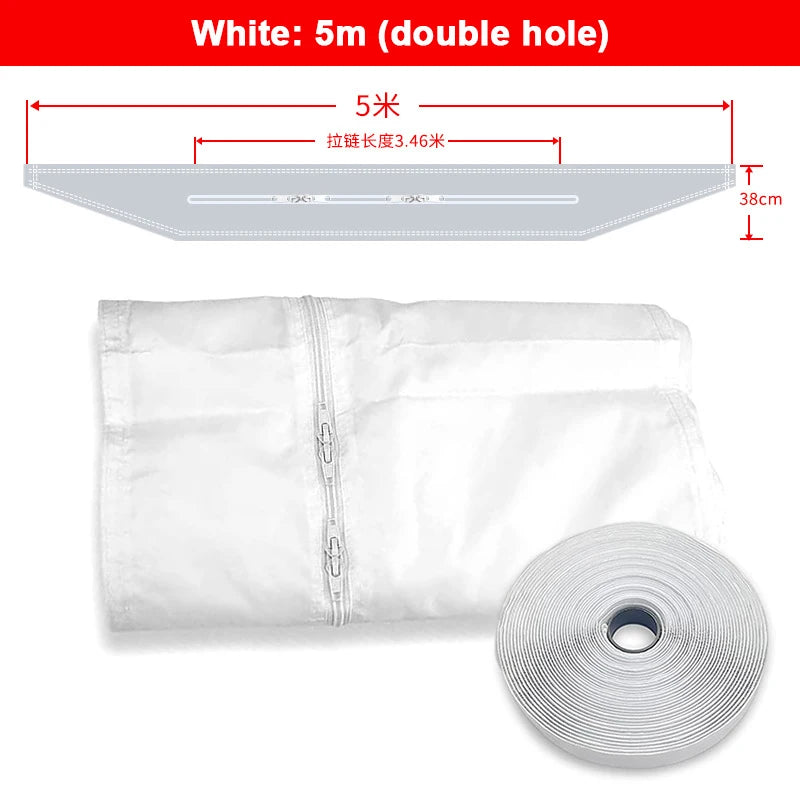 AirLock Window Seal for Portable Air Conditioner 3/4/5m Flexible Cloth Sealing Plate Window Seal with With Zip and Adhesive Fast