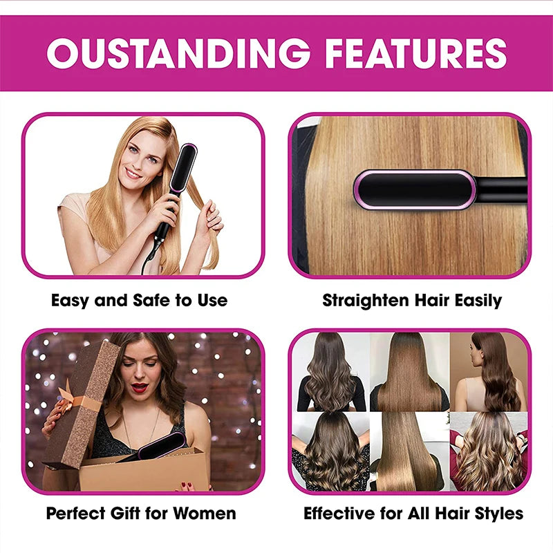 Hair Straightener Professional Ptc Quick Heated Electric Hot Comb Hair  Comb Personal Care Multifunctional Hairstyle Brush