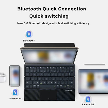 Foldable Bluetooth Keyboard with Touchpad - Full Size Folding Portable Keyboard for phone,Use for iPad iPhone Android Smartphone