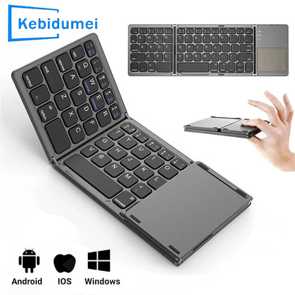 Foldable Bluetooth Keyboard With Touchpad Mini Wireless Keyboard Rechargable Keyboard For IOS Android Windows Tablet Notebook