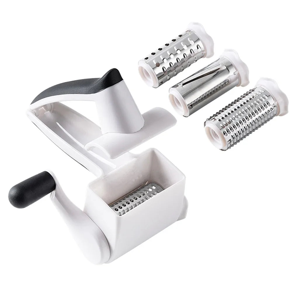 3-in-1 Hand-Cranked Cheese Grater Hand Crank Rotary Parmesan Cheese Shredder Multi-functional Handheld Chocolate Grater