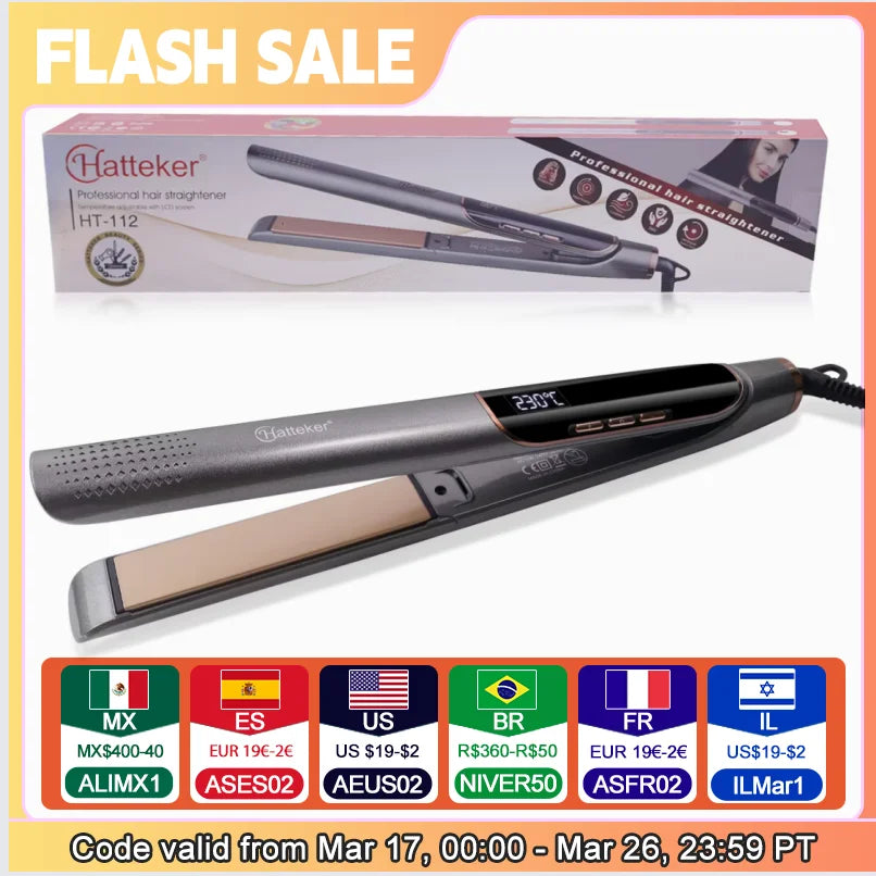 Hatteker Hair Straightener Professional Tourmaline Ceramic Keratin Hair Flat Iron 2 In 1 Salon Hair Styling Tools Curling Irons