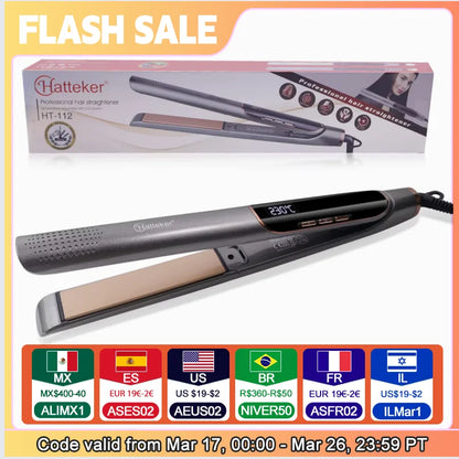 Hatteker Hair Straightener Professional Tourmaline Ceramic Keratin Hair Flat Iron 2 In 1 Salon Hair Styling Tools Curling Irons