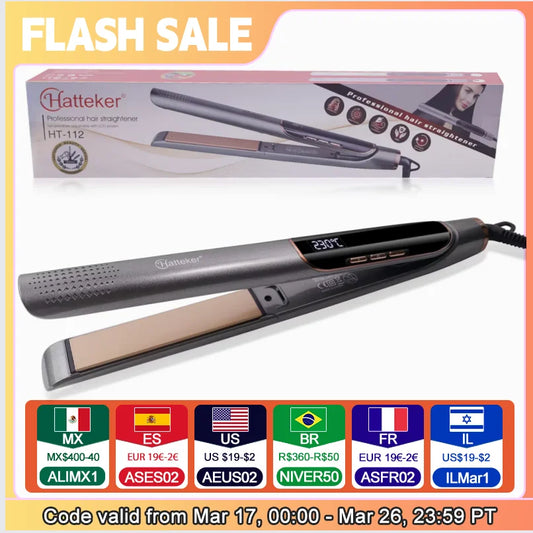 Hatteker Hair Straightener Professional Tourmaline Ceramic Keratin Hair Flat Iron 2 In 1 Salon Hair Styling Tools Curling Irons