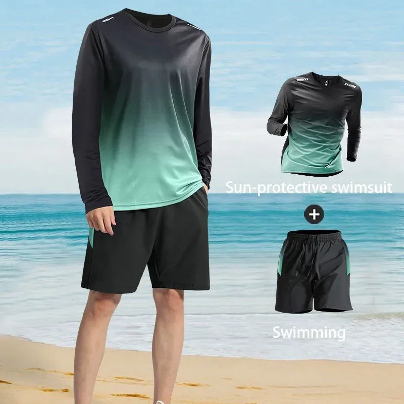 2025 new swimming suit, men's sun-protective long-sleeved and long pants swimsuit.