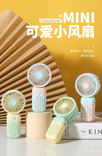 Handheld Mini Fan USB Rechargeable Portable Mute Small Electric Fan Student Dormitory Outdoor Travel Cooling Fan
