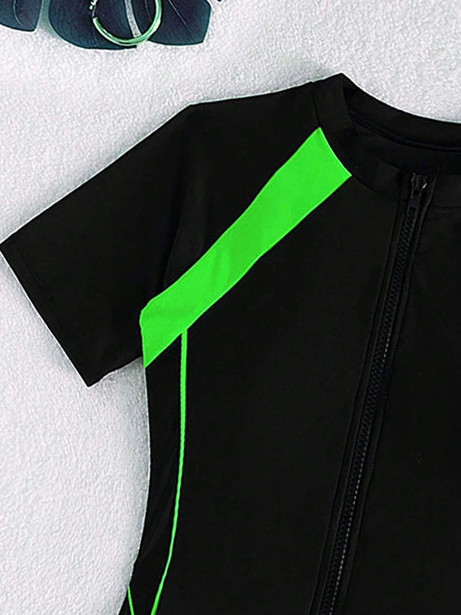 Short Sleeve Surfing Swimsuit 2025 Slim Bodysuit Swimwear Women One Pieces Rashguard Diving Clothes Bathing Swimming Swim Suit