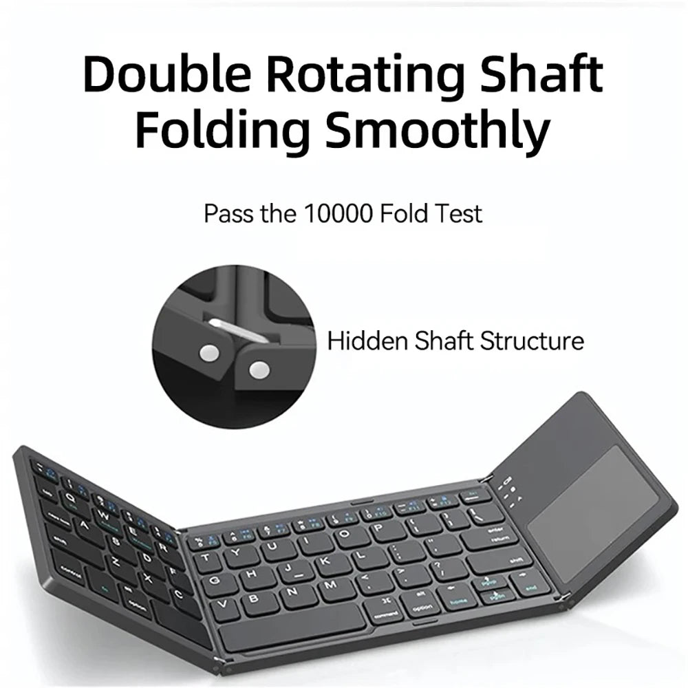 Foldable Bluetooth Keyboard With Touchpad Mini Wireless Keyboard Rechargable Keyboard For IOS Android Windows Tablet Notebook