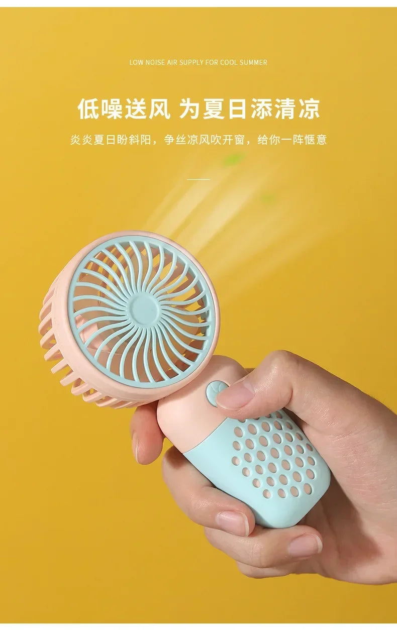 Handheld Mini Fan USB Rechargeable Portable Mute Small Electric Fan Student Dormitory Outdoor Travel Cooling Fan