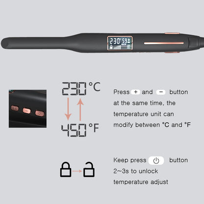 Hair Curler 450°F Pencil Hair Flat Iron 10mm Titanium Thinnest Narrow Mini Hair Straightener for Beard Short Hair Styling Tool