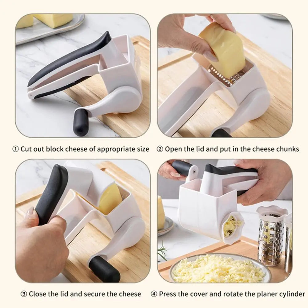 3-in-1 Hand-Cranked Cheese Grater Hand Crank Rotary Parmesan Cheese Shredder Multi-functional Handheld Chocolate Grater