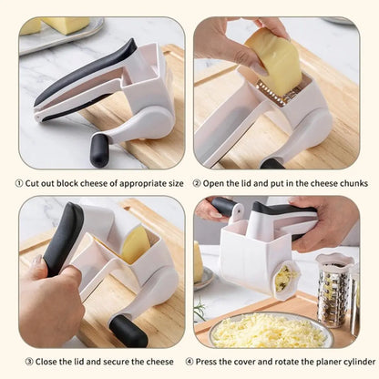 3-in-1 Hand-Cranked Cheese Grater Hand Crank Rotary Parmesan Cheese Shredder Multi-functional Handheld Chocolate Grater