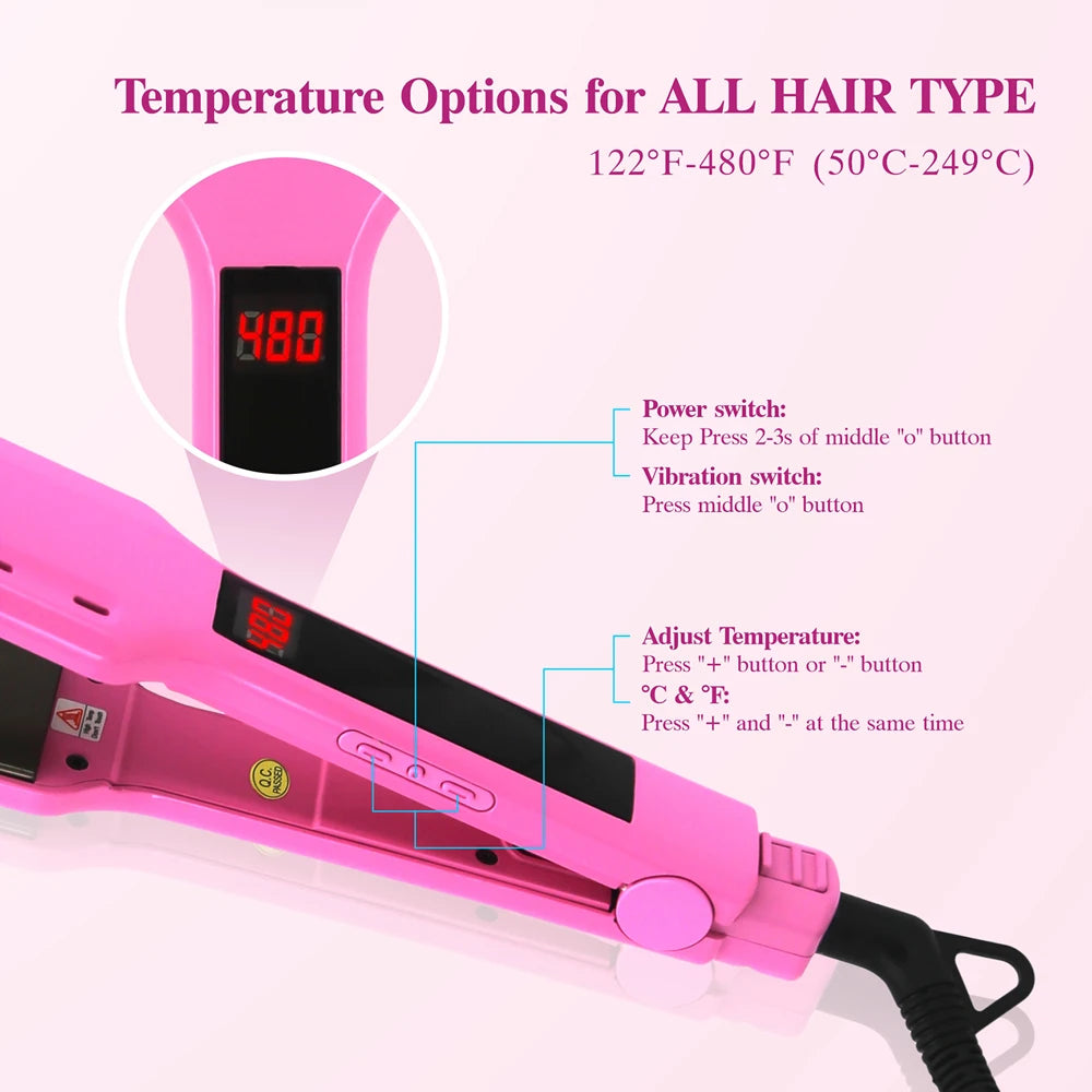 Hair Straightener Curler 480 Degrees High Temperature Titanium Plate Vibrating Flat Iron Keratin Treatment Hair Styling Tool