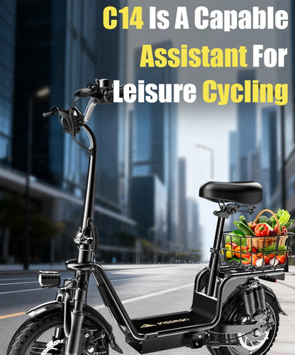 DEEPOWER C14 electric scooter can carry weight on the pedals and is equipped with a 500w motor and a waterproof lithium battery