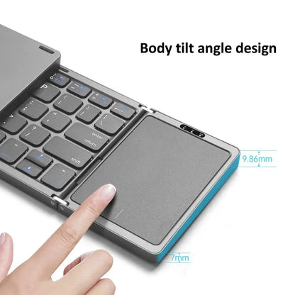 3-Folding Keyboard Mini Wireless Keyboard Foldable Dual Bluetooth Keyboard with Touchpad for Windows Android IOS iPad Phone