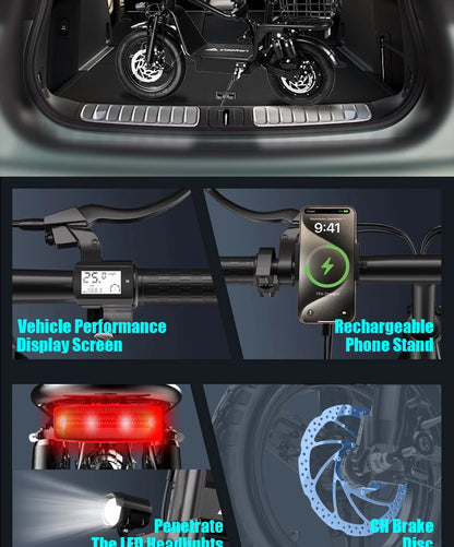 DEEPOWER C14 electric scooter can carry weight on the pedals and is equipped with a 500w motor and a waterproof lithium battery