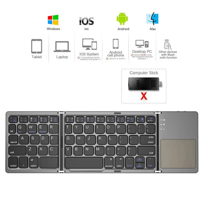 Foldable Bluetooth Keyboard With Touchpad Mini Wireless Keyboard Rechargable Keyboard For IOS Android Windows Tablet Notebook