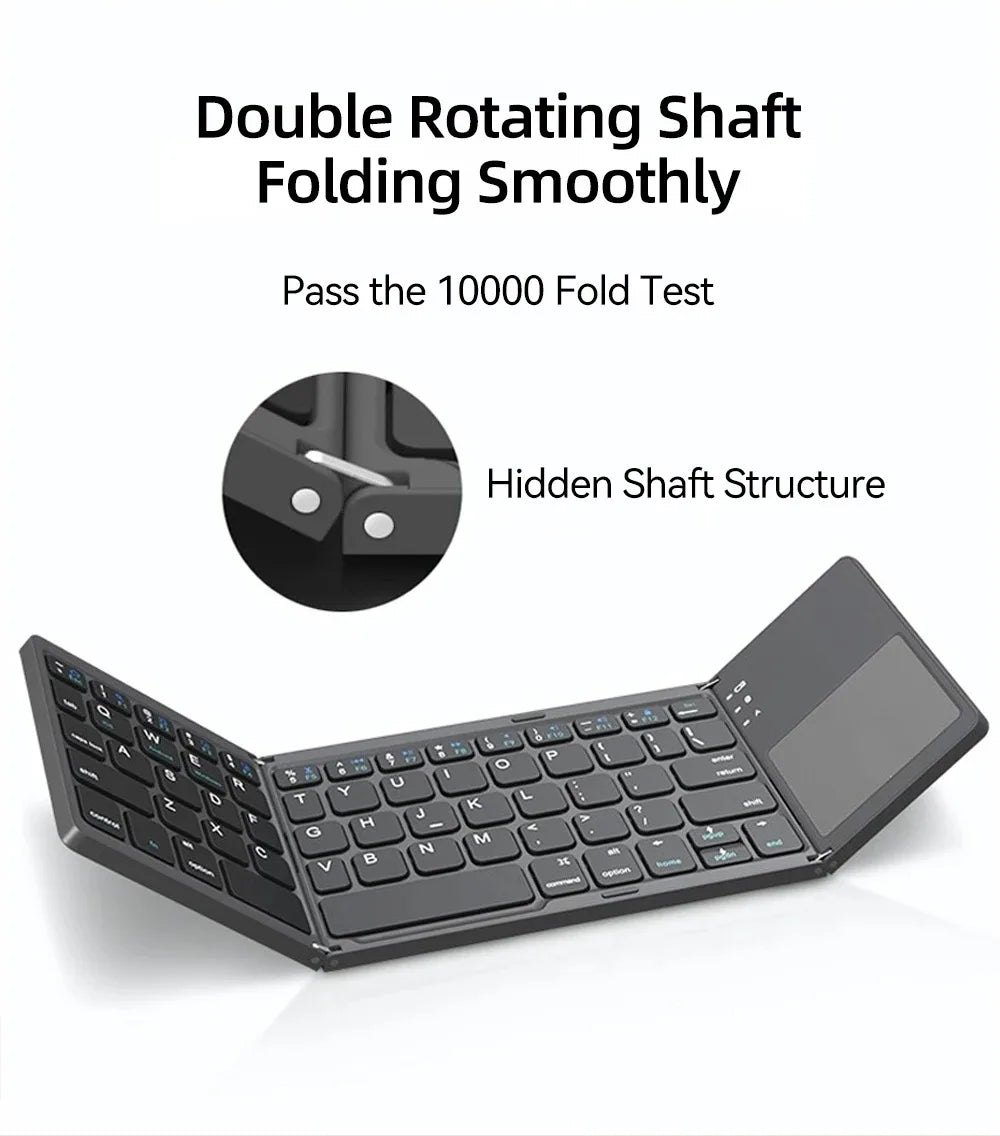 Foldable Bluetooth Keyboard With Touchpad Mini Wireless Keyboard Rechargable Keyboard For IOS Android Windows Tablet Notebook