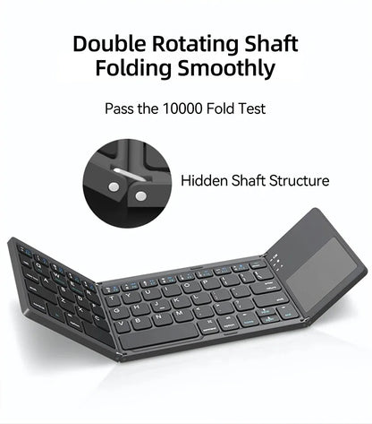 Foldable Bluetooth Keyboard With Touchpad Mini Wireless Keyboard Rechargable Keyboard For IOS Android Windows Tablet Notebook